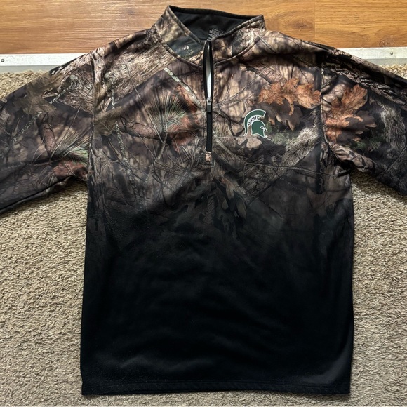 Colosseum Men’s Lg Black Mossy Oak Spartan Logo 1/4 Zip Like New - Picture 6 of 12